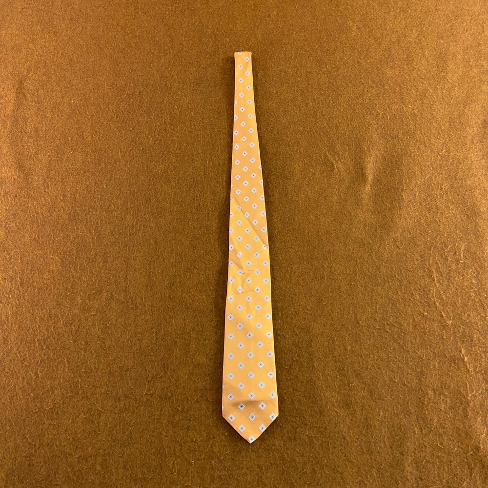 Robert Jensen Mens OS Orange Geometric Silk Hand Sewn Italy Necktie New